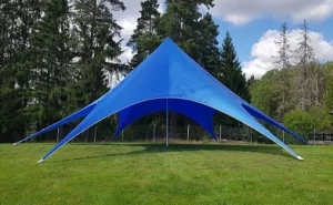 Till event kan ni hyra blått stjärntält