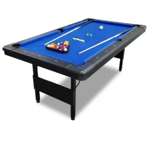 Ett blått biljardbord som går att hyra